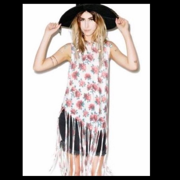 ⚡️FLASH SALE!✨ 🤠🌹Wildfox Boho Roses and Stripes Fringed Tunic in Size Small! S - Picture 3 of 6